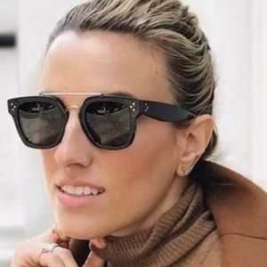 Céline Bridge sunglasses, black with gold top bar